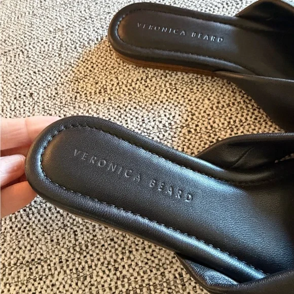Veronica Beard Salton knot-front black leather slide sandal size 8.5 NEW - Picture 6 of 9